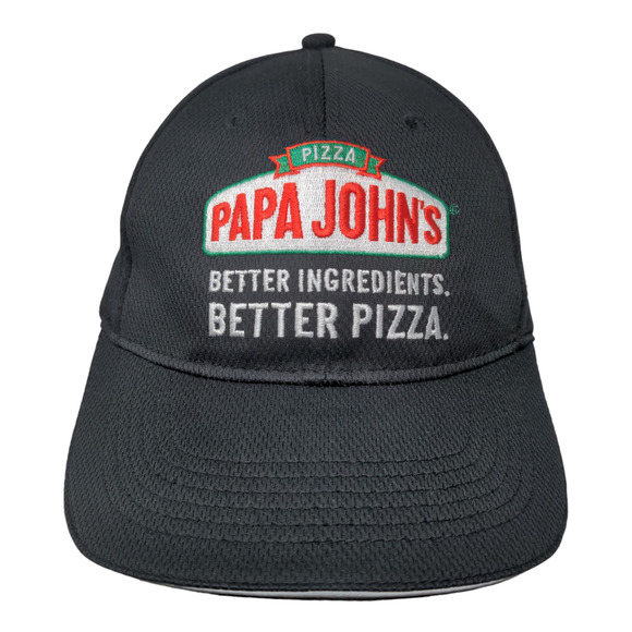 Papa John's Men's Strapback Hat Black Adjustable Embroidered Logo Employee - Picture 1 of 11